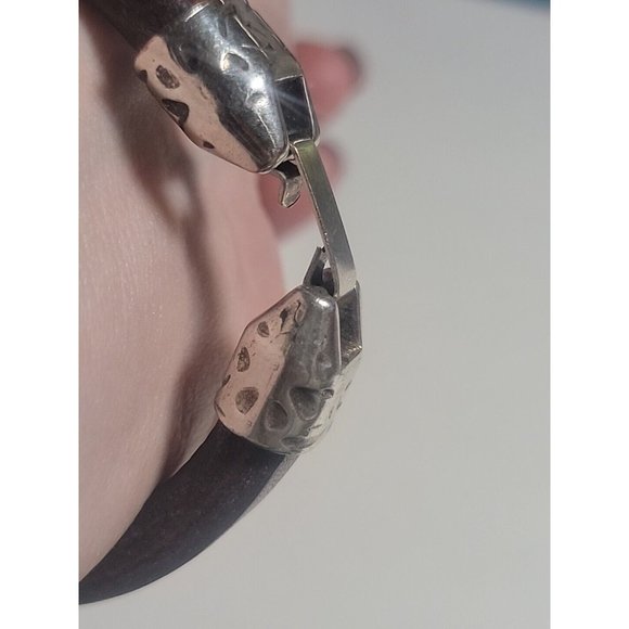 Sterling Silver Lampwork Glass Brown Eyed Susan 925 Leather Hippie Bracelet Gift - Picture 6 of 8